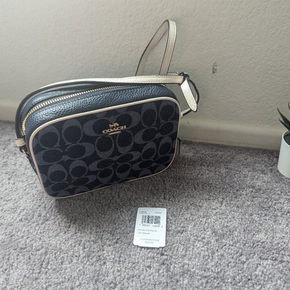 Coach Blue Signature Canvas Jes Camera Crossbody Bag